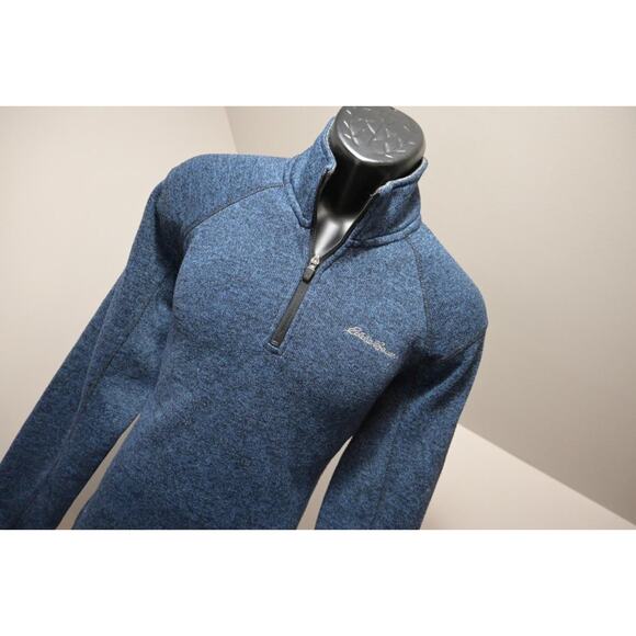Eddie Bauer Camp Sweater 1/4 Zip Fleece Pullover Marled Blue Mens Size Medium - Picture 3 of 8